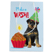 Birthday Cupcake Rottweiler Medium Gift Bag Medium Cadeauzakje (Achterkant)