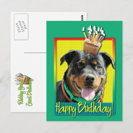 Birthday Cupcake - Rottweiler - SambaParTi Briefkaart (Voorkant / Achterkant)