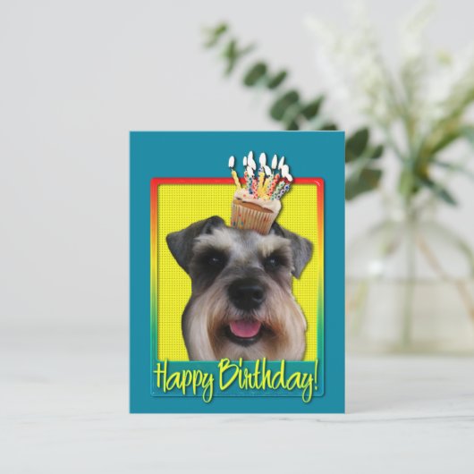 Birthday Cupcake - Schnauzer Briefkaart (Staand voorkant)