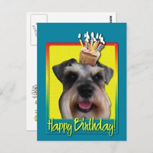 Birthday Cupcake - Schnauzer Briefkaart (Voorkant / Achterkant)