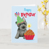 Birthday Cupcake Scottish Terrier Kaart (Gele Bloem)