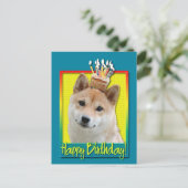 Birthday Cupcake - Shiba Inu Briefkaart (Staand voorkant)