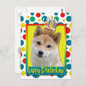 Birthday Cupcake - Shiba Inu Briefkaart (Voorkant / Achterkant)