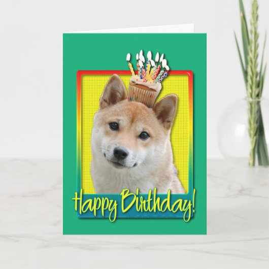 Birthday Cupcake - Shiba Inu Kaart (Voorkant)