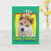 Birthday Cupcake - Shiba Inu Kaart (Gele Bloem)