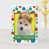 Birthday Cupcake - Shiba Inu Kaart (Gele Bloem)