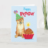 Birthday Cupcake Shiba Inu Kaart (Voorkant)