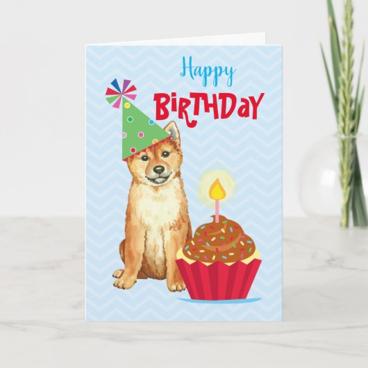 Birthday Cupcake Shiba Inu Kaart (Voorkant)
