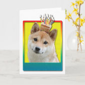 Birthday Cupcake - Shiba Inu Kaart (Gele Bloem)