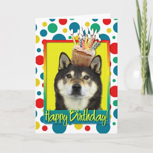 Birthday Cupcake - Shiba Inu - Yasha Kaart (Voorkant)
