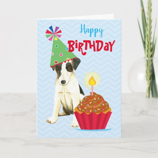 Birthday Cupcake Smooth Fox Terrier Kaart (Voorkant)