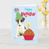 Birthday Cupcake Smooth Fox Terrier Kaart (Gele Bloem)
