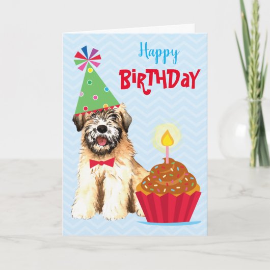 Birthday Cupcake Soft Coated Wheaten Terrier Card Kaart (Voorkant)