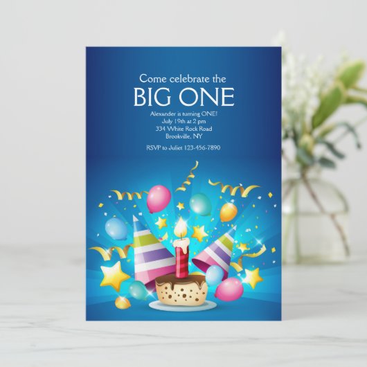 Birthday Cupcake Uitnodiging (Staand voorkant)