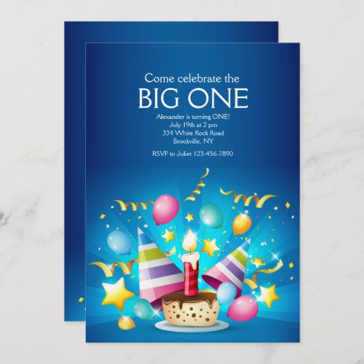 Birthday Cupcake Uitnodiging (Voorkant / Achterkant)