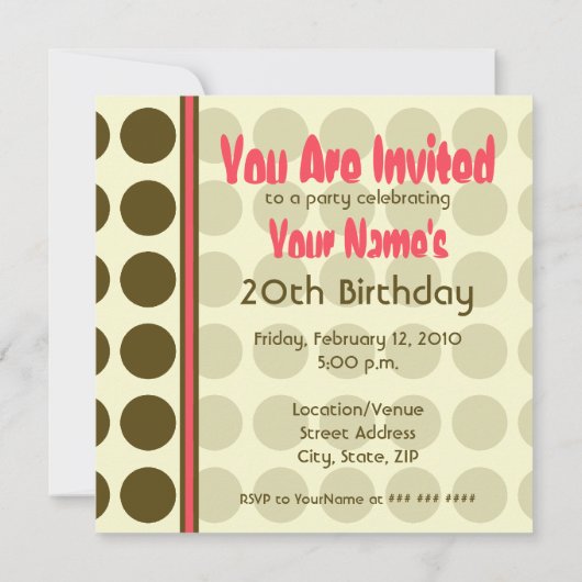 Birthday Cupcake Uitnodiging - Roze met bruine Sti (Achterkant)