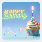 Birthday Cupcake Vierkante Sticker (Voorkant)