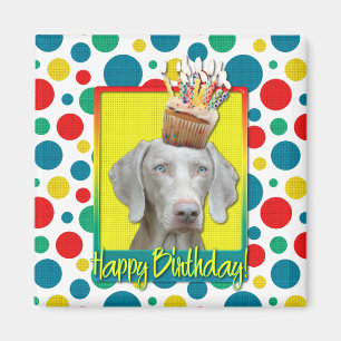 Birthday Cupcake - Weimaraner Magneet