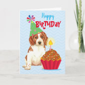 Birthday Cupcake Welsh Springer Spaniel Kaart (Voorkant)