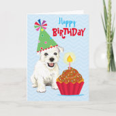 Birthday Cupcake Westie-kaart Kaart (Voorkant)