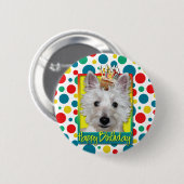 Birthday Cupcake - Westie - Tank Ronde Button 5,7 Cm (Voorkant /achterkant)