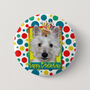 Birthday Cupcake - Westie - Tank Ronde Button 5,7 Cm