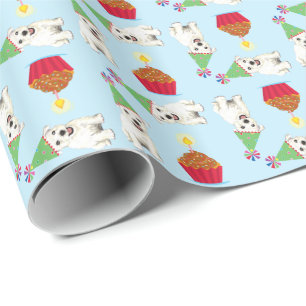Birthday Cupcake Westie Wrapping Paper Cadeaupapier