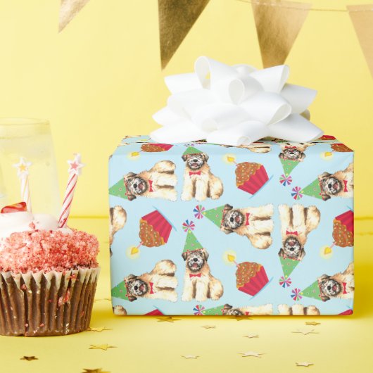Birthday Cupcake Wheaten Terrier Wrapping Paper Cadeaupapier (Verjaardagsfeest)