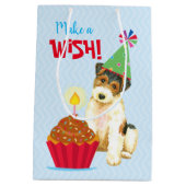 Birthday Cupcake Wire Fox Terrier Medium Cadeauzakje (Achterkant)