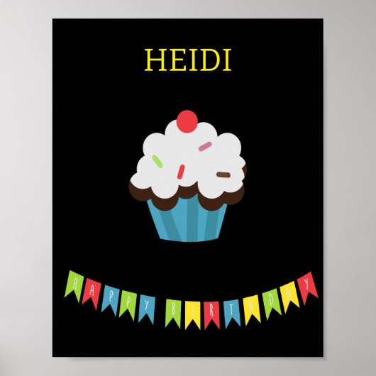 BIRTHDAY CUPCAKE WITH  PERSONALIZED NAME POSTER (Voorkant)