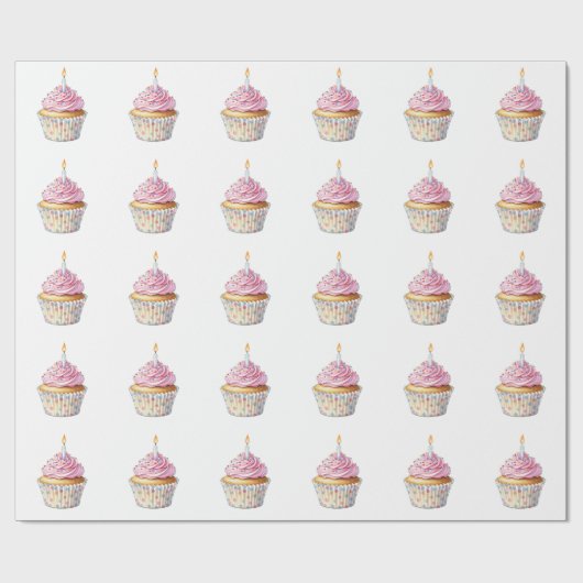 Birthday Cupcake Wrapping Paper Cadeaupapier (Vlak)