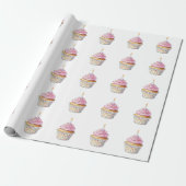 Birthday Cupcake Wrapping Paper Cadeaupapier (Uitgerold)