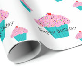 Birthday Cupcake Wrapping Paper Cadeaupapier (Rol Hoek)