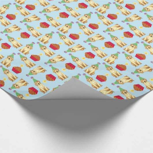 Birthday Cupcake Yellow Lab Cadeaupapier (Hoek)