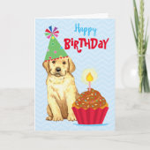 Birthday Cupcake Yellow Lab Kaart (Voorkant)