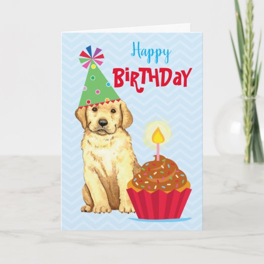 Birthday Cupcake Yellow Lab Kaart (Voorkant)