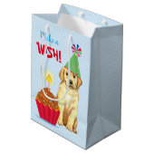 Birthday Cupcake Yellow Lab Medium Cadeauzakje (Achterkant Gekanteld)