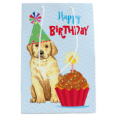 Birthday Cupcake Yellow Lab Medium Cadeauzakje (Voorkant)