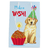 Birthday Cupcake Yellow Lab Medium Cadeauzakje (Achterkant)