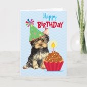Birthday Cupcake Yorkie Kaart (Voorkant)