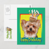 Birthday Cupcake - Yorkshire Terrier Briefkaart (Voorkant / Achterkant)