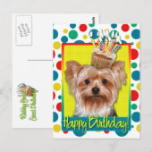 Birthday Cupcake - Yorkshire Terrier Briefkaart (Voorkant / Achterkant)