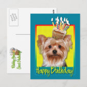Birthday Cupcake - Yorkshire Terrier Briefkaart (Voorkant / Achterkant)