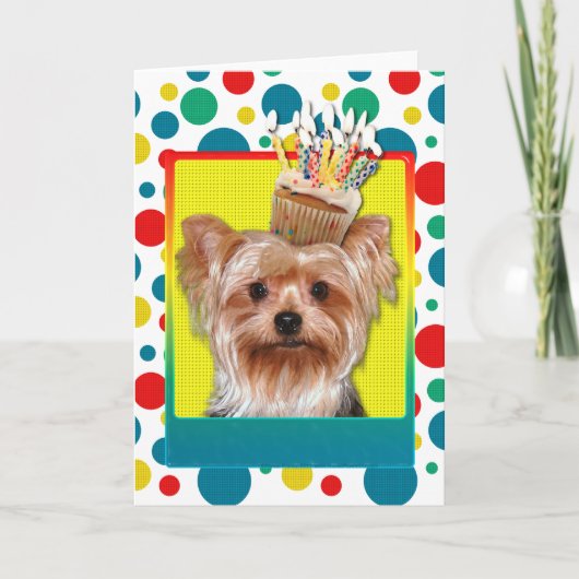 Birthday Cupcake - Yorkshire Terrier Kaart (Voorkant)