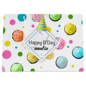 Birthday Cupcakes and Stippen Monogram Large Cadeautasje (Voorkant)