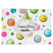 Birthday Cupcakes and Stippen Monogram Large Cadeautasje (Achterkant)