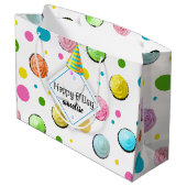 Birthday Cupcakes and Stippen Monogram Large Cadeautasje (Achterkant Gekanteld)