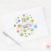 Birthday Cupcakes and Stippen Monogram Ronde Sticker (Envelop)