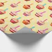 Birthday Cupcakes en Polka Dot Cadeaupapier (Hoek)