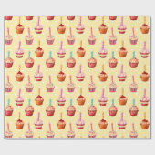 Birthday Cupcakes en Polka Dot Cadeaupapier (Vlak)